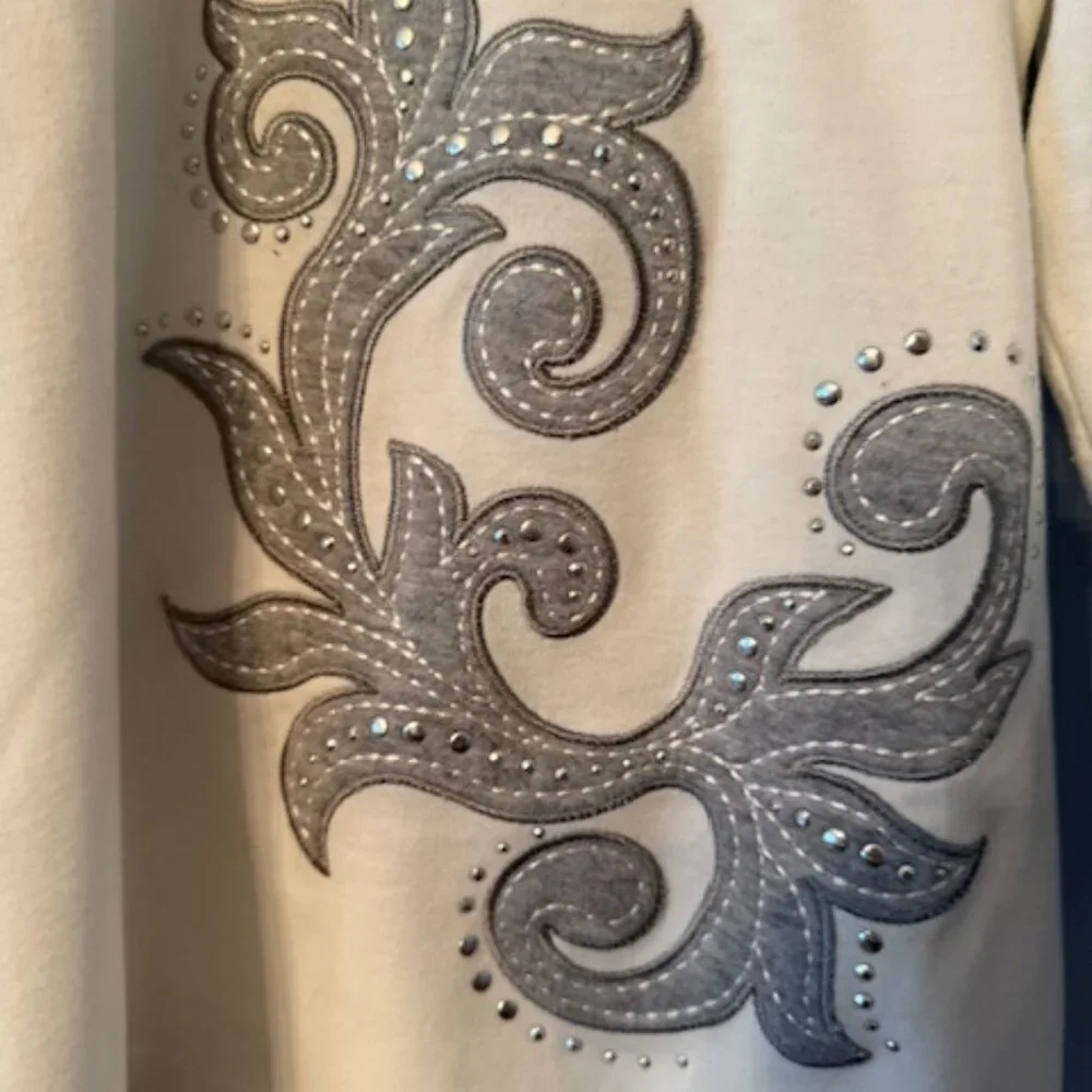 Alfred Dunner 3/4 Sleeve Top - White/Grey - Size XL - Picture 2 of 4
